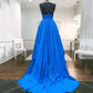 BLUE CHIFFON LONG PROM DRESS ONE SHOULDER EVENING DRESS   cg15010