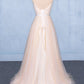Pink tulle long prom dress pink evening dress    cg15031