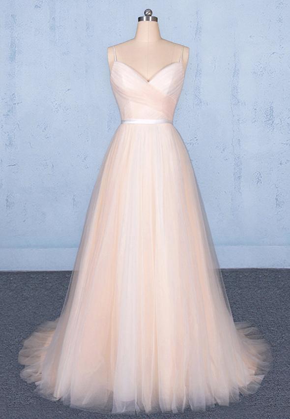 Pink tulle long prom dress pink evening dress    cg15031