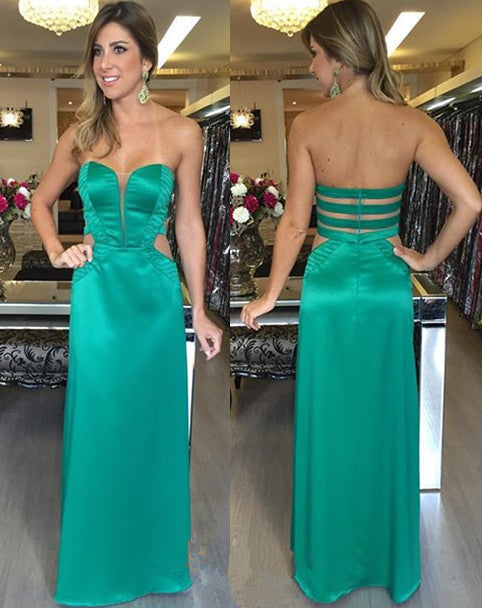 Natural Long Sweetheart Zipper Green Evening Dresses 2020 Elegant Sleeveless Prom Dresses   cg15056