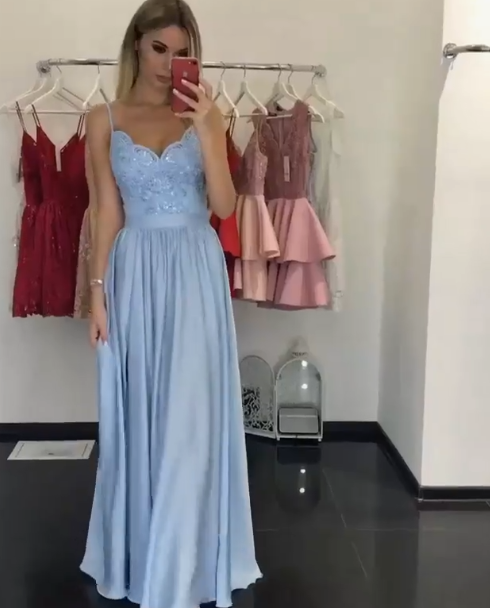 v neck long prom dress with appliques   cg15070