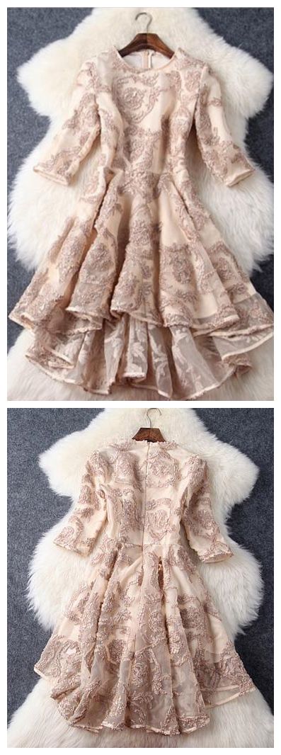 Fashion High-low Round Neck Lace Short homecoming Dress cg1509