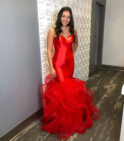 Mermaid Red Prom Dresses, Long Prom Dress, Prom dress   cg15240