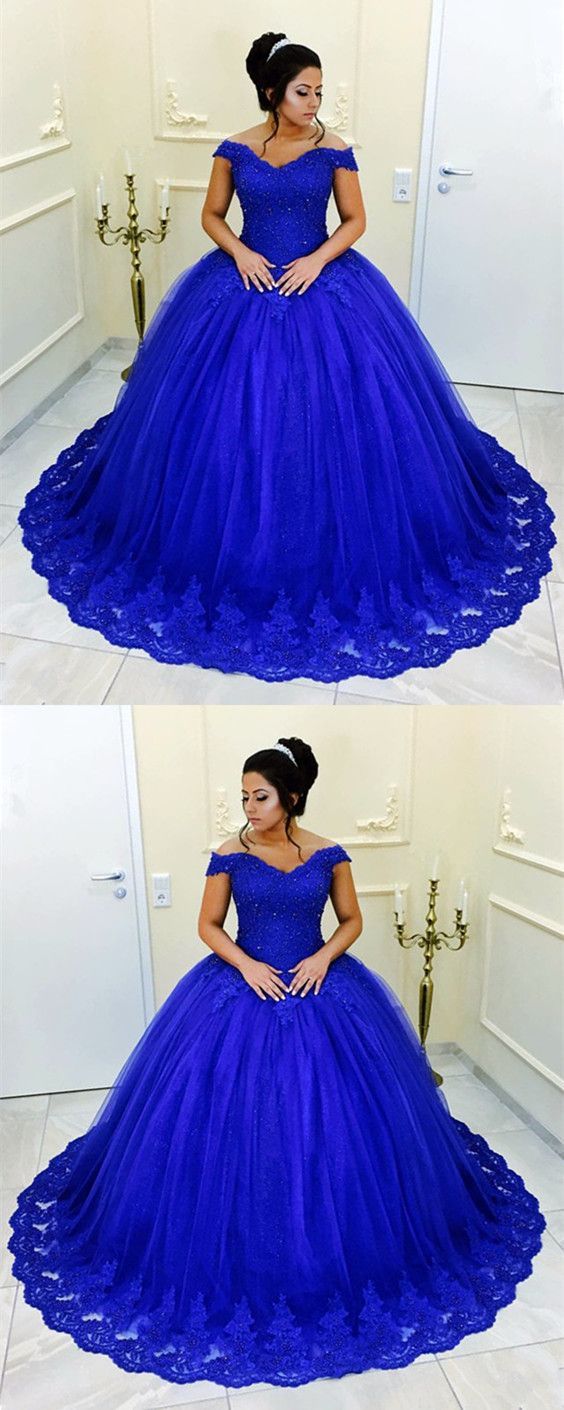 princess long prom dress, blue long prom dress lace    cg15508
