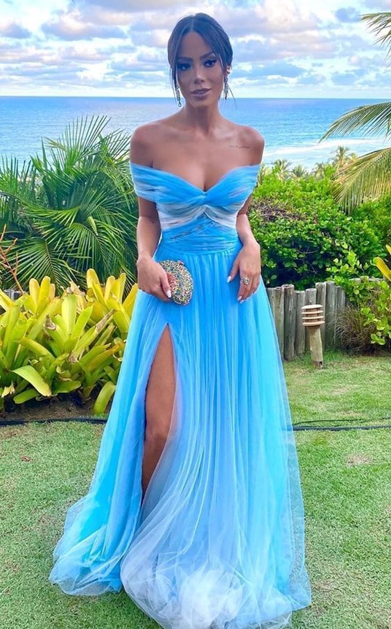 Off the shoulder charming long prom dress   cg15529