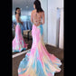 Mermaid Tie Dye Long Prom Dress    cg16324