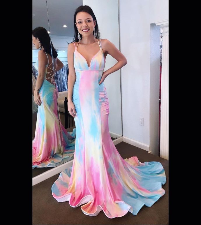 Mermaid Tie Dye Long Prom Dress    cg16324
