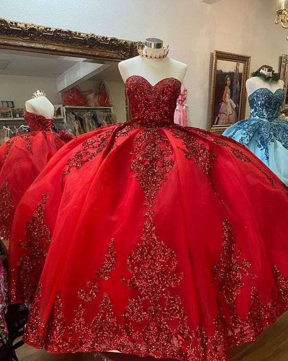 Princess red Quinceanera Dress long prom dress    cg16620