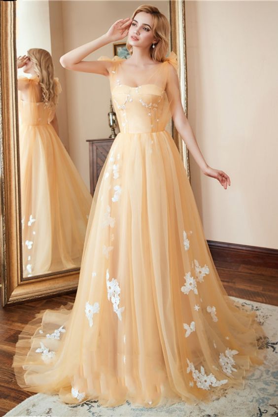Sweetheart Champagne Long Prom Dress   cg16628