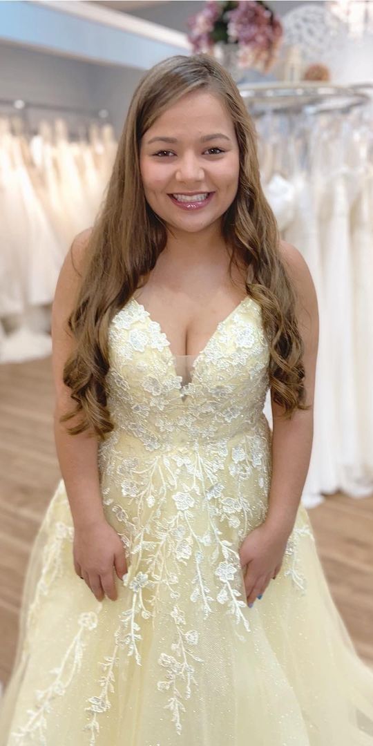 2021 A-line yellow long formal dress princess prom dress   cg16779