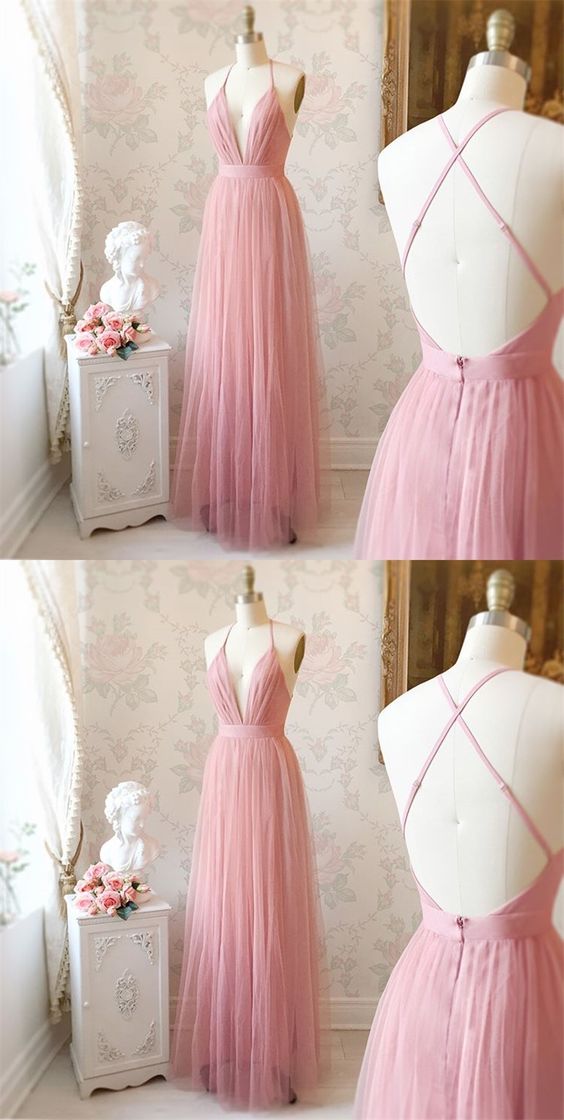 Tulle Pink Dress A line Prom Dresses   cg16795