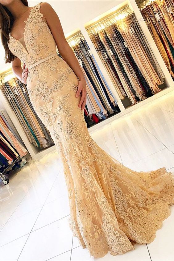 Elegant evening dresses with lace | Prom dresses long cheap   cg16873