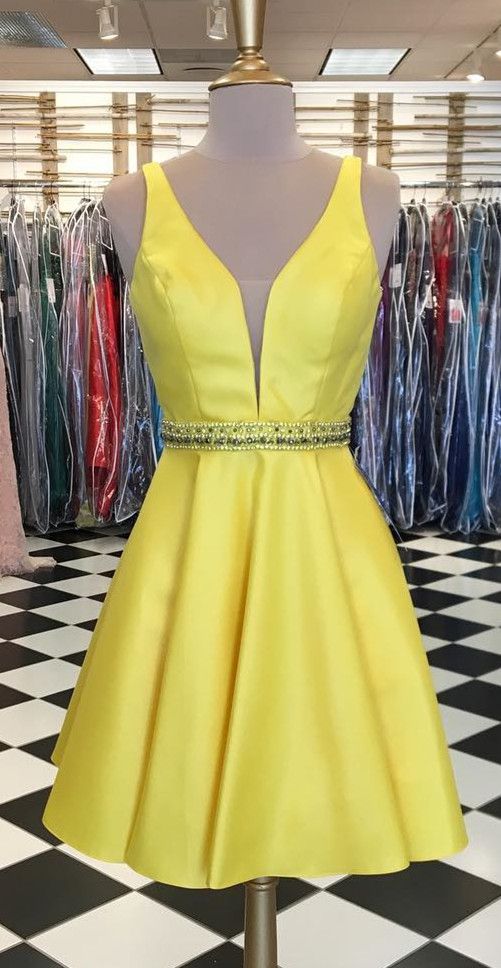 short yellow homecoming dresses, party dresses cg1714