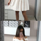 White satin short dress, white homecoming dress cg1722
