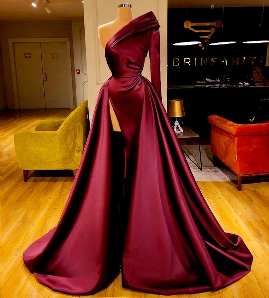 A line burgundy long prom dress Evening Dress    cg17264