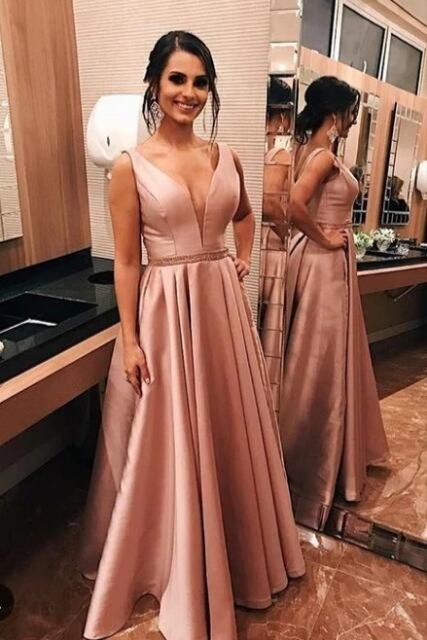 A-Line V-Neck Long Prom Dresses Formal Evening Gowns    cg17495