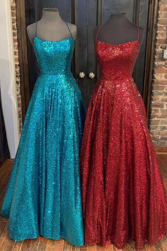 sparkle A-line sequined turquoise/burgundy long prom dresses, 20201 long prom dresses    cg17928