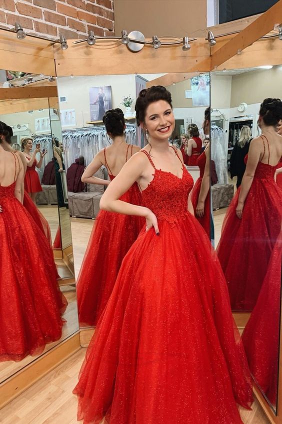 Elegant Red A-line Long Prom Dress    cg17936