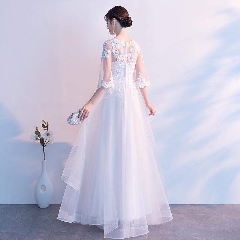 White Tulle With Lace Short Sleeves Layers Tulle Prom Dress, White Simple Wedding Party Dress   cg17967