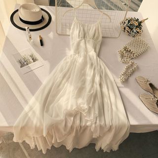 Elegant prom Dresses spaghetti Strap Asymmetric Chiffon A-Line Dress      cg18002