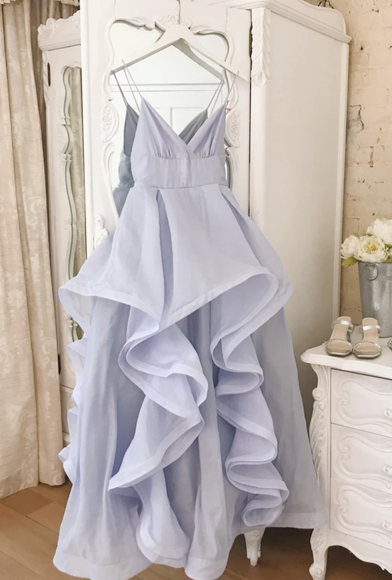 Blue A line long prom dress blue evening dress   cg18118