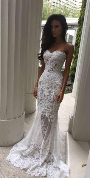 affordable Lace Wedding Dress Mermaid Wedding Dress See Through Wedding Dress long prom Dress   cg18138