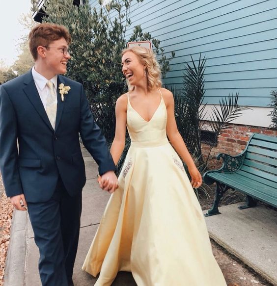 formal prom dresses, yellow prom gowns, graduation party dresses   cg18269