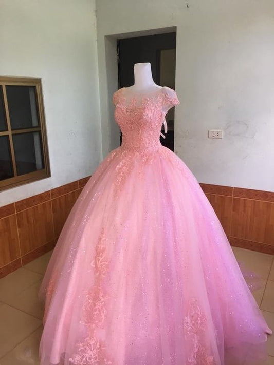 Princess Pink Long Prom Dress Ball Gown   cg18351