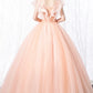 PINK TULLE LACE LONG BALL GOWN DRESS FORMAL DRESS PROM DRESS EVENING DRESS   cg18411
