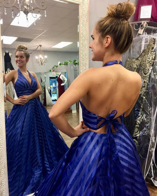 Princess two piece long prom dress, royal blue long prom dress, formal evening dress   cg18460