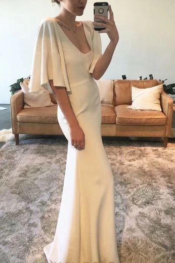 Elegant White Mermaid Prom Dress   cg18683