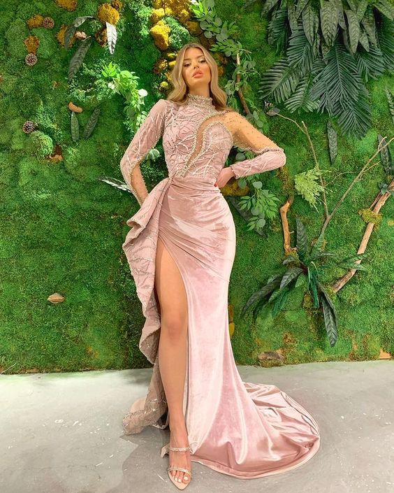 Elegant pink Mermaid Prom Dress   cg18684