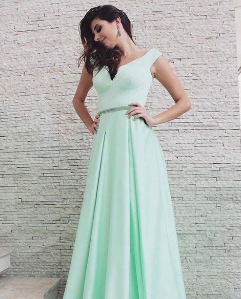 Light Green Satin Beading Prom Dress Formal Dress,   cg18809