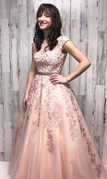 formal long prom dresses, chic lace prom gowns, a line prom dresses for teens   cg18812