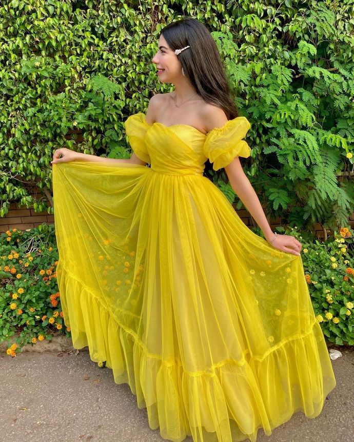 Yellow Prom Dress, Long Prom Dresses ,Formal Prom Dress   cg18837