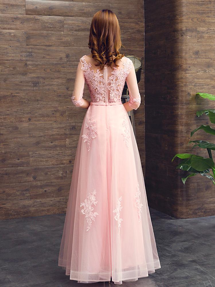 Pink Tulle A-line Prom Dress with Lace, Simple Pretty Bridesmaid Dress, Party Dress   cg18869