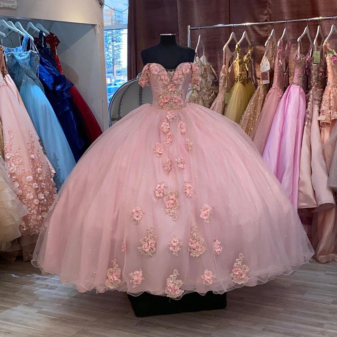 Romantic 3D Floral Flowers Blush African Prom Dresses Ball Gown Off the shoulder Beaded Sequin Evening Formal Gowns Pageant Celebrity Dress   cg19022