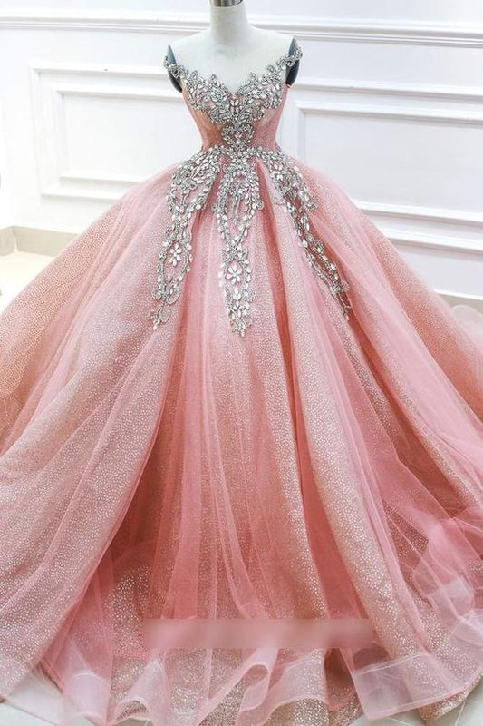 Charming Sexy A Line Prom Dress ,Beautiful luxury pink princess wedding dress     cg16078