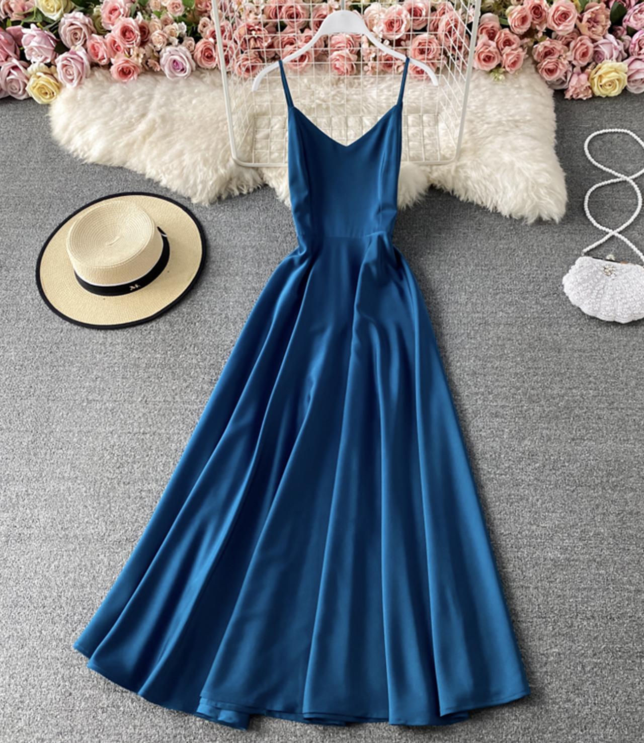 Simple A line v neck dress fashion prom dress    cg19191