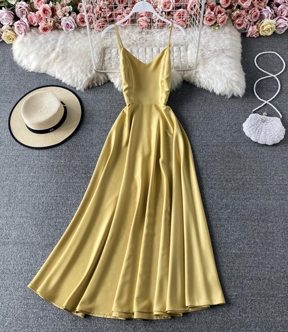 Simple A line v neck dress fashion prom dress    cg19191