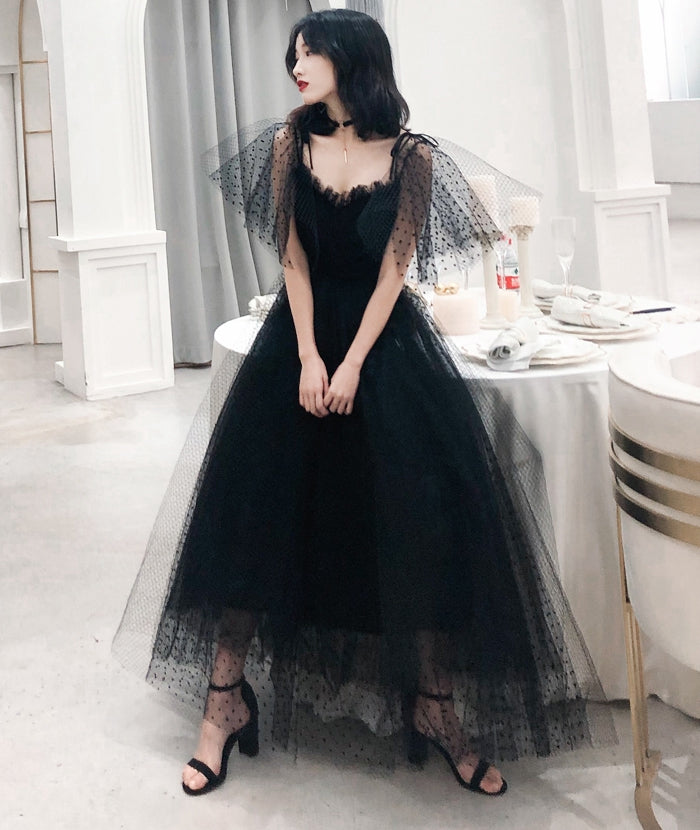 Black tulle long prom dress party dress    cg19266