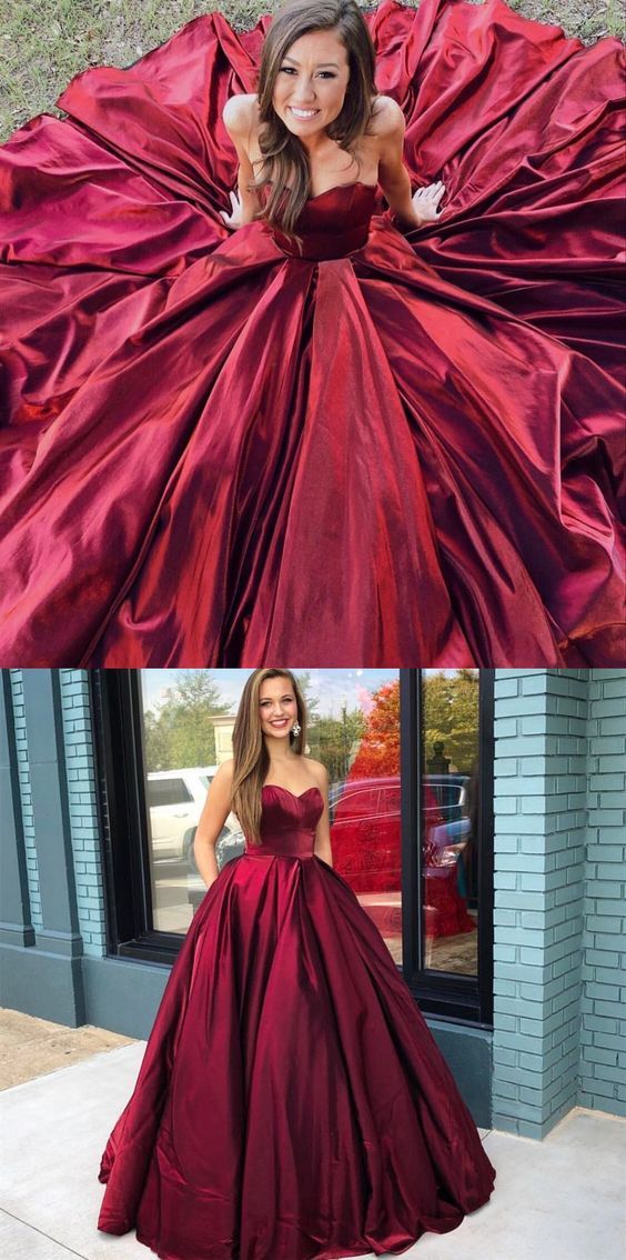 Simple satin long prom dress Gorgeous Sweetheart Long Formal Dress with Pockets   cg19338