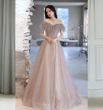 CUTE TULLE SEQUINS LONG PROM DRESS EVENING DRESS    cg19391