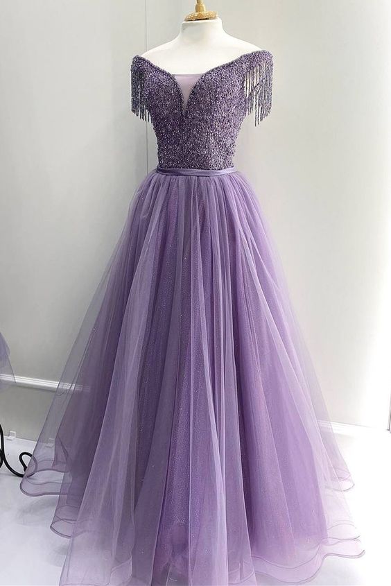 off the shoulder purple long evening dress prom dress   cg19397