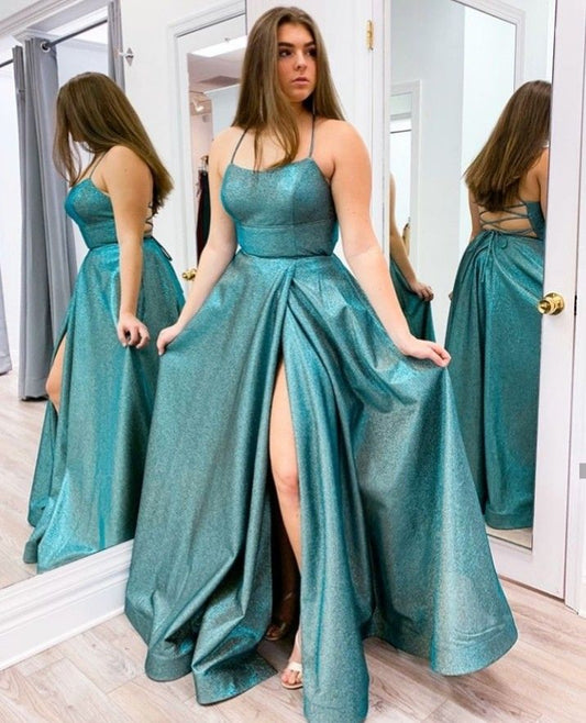 spaghetti straps gown leg split long prom dress evening dress    cg19555