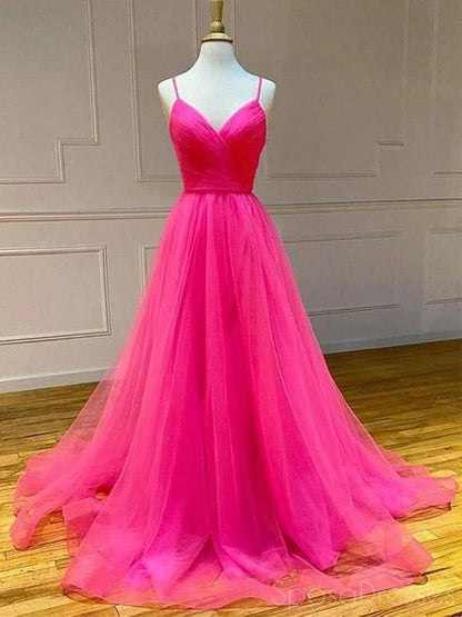 Simple A-line Tulle Sleeveless Long Prom Dresses, Sweet 16 Prom Dresses    cg19824