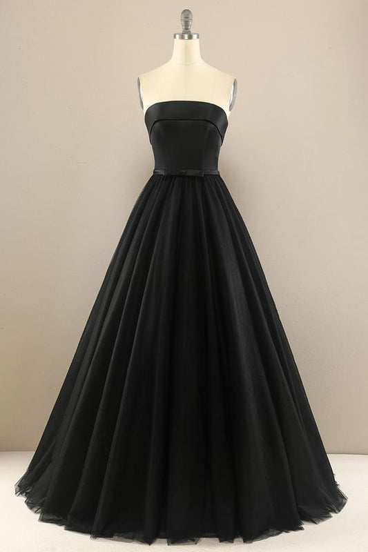 Elegant A Line Strapless Black Prom Dress    cg19832