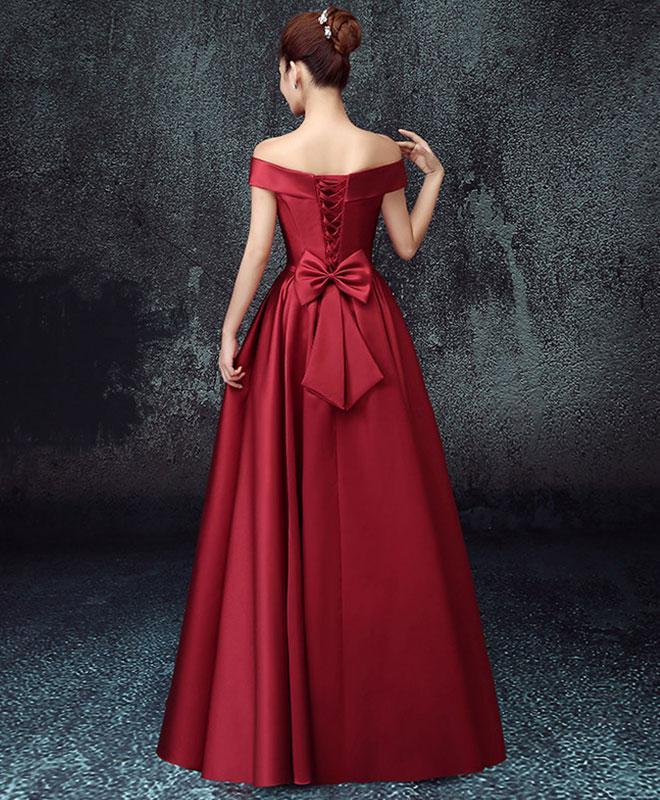 Simple Satin A-Line Off Shoulder Floor Length Party Dress, Satin Prom Dress Evening Dress    cg19836