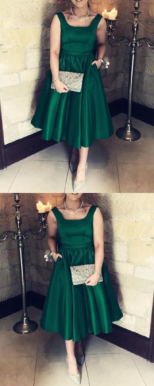 Green Round Neck Short Prom Dresses     cg19840