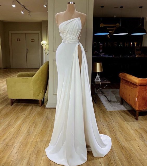 white simple evening dresses long cheap elegant modest mermaid sexy formal party Prom Dresses     cg20130